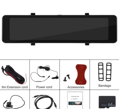 Огледална видеорегистраторна камера с безжична връзка Carplay Android Auto, 11.26” IPS сензорен екран за предно и задно виждане с двойна камера за автомобили и камиони, управление на видеото/Bluetooth/асистент за паркираненощно виждане/цикличен запис