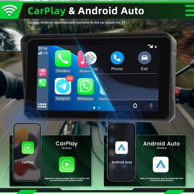 6" Навигация за мотоциклет с Carplay Android Auto,Airplay BT, Type-C, SWC камера Водоустойчива 