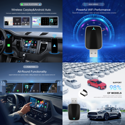 Car AI Box 2 в 1 Dongle USB безжичен Carplay / Android Auto адаптер