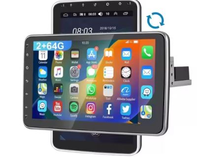 10.1-инчова 1din Android Car+Carplay мултимедия 2GB+64GB 360 градуса въртящ се сензорен екран